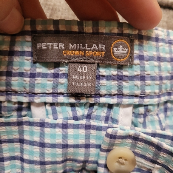 Peter Millar Blue Plaide Seersucker Shorts - Picture 2 of 4